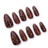 30pcs/Set Brown Leopard Print Cat Eye Press-On Nails