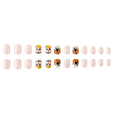 24pcs/Set Matte Pumpkin Ghost Face Press-On Nails
