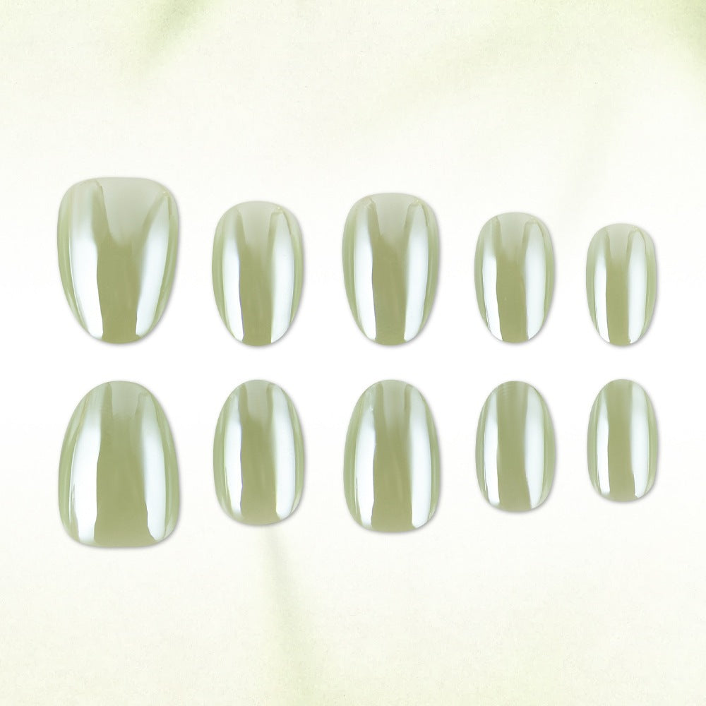 32pcs/Set Lime Green Chrome Press-On Nails