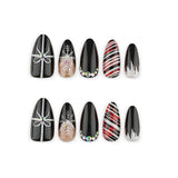 24pcs/Set Bow & Snowflake Stripes Press-On Nails