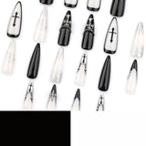 24pcs/Set Gothic Cross French Press-On Nails
