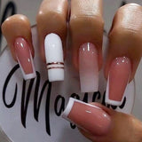 24pcs/Set White French Pink Ombre Press-On Nails