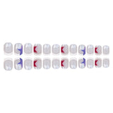24pcs/Set White French Short Square with Five-Pointed Star Press-On Nails