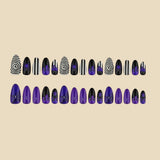 30pcs/Set Black & White Striped Spider Press On Nails