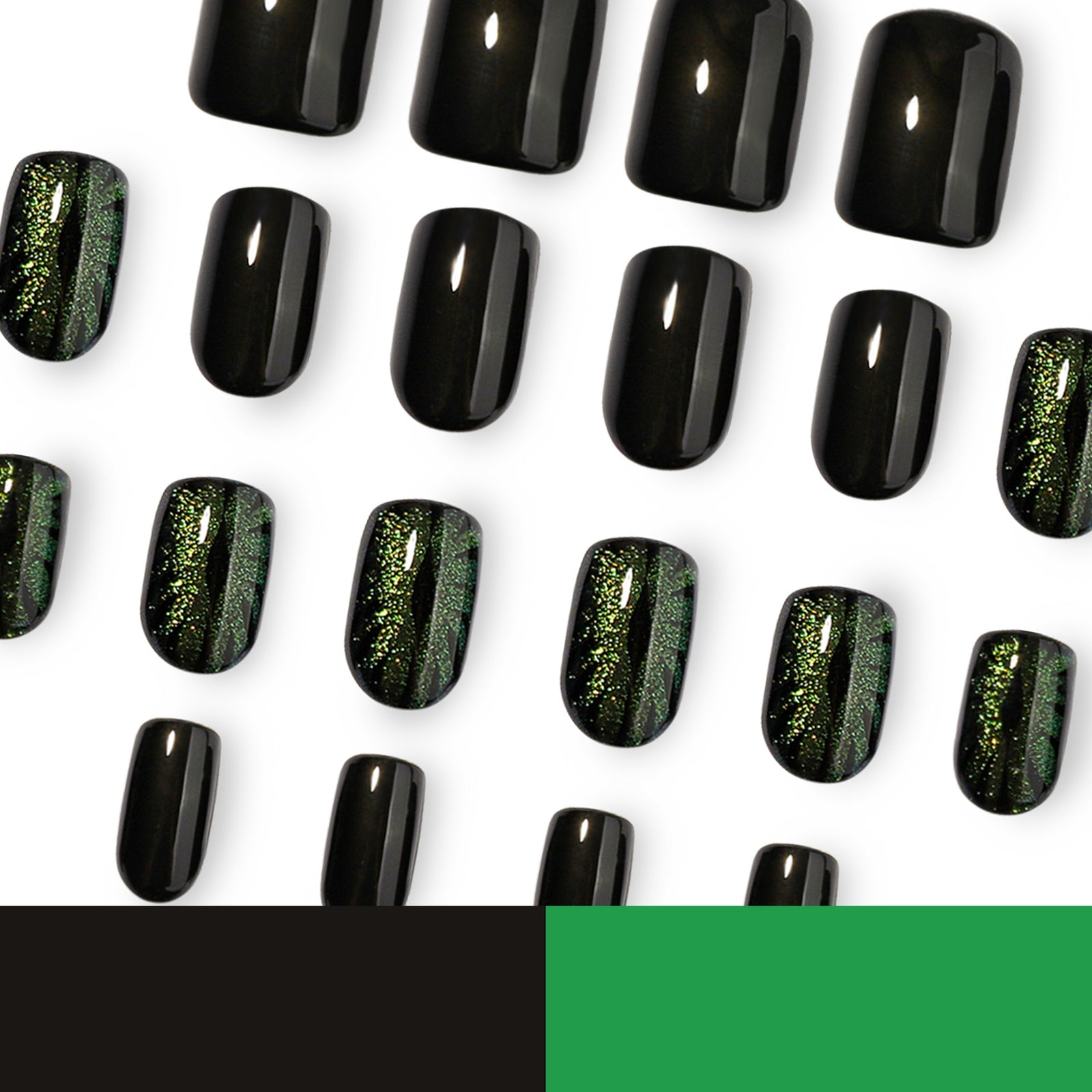 24pcs/Set Green Eye Cat Eye Press On Nails