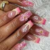 24pcs/Set 3D Floral French Press-On Nails