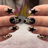 24pcs/Set Leopard Print with Stars Press On Nails