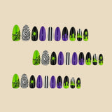30pcs/Set Neon Green Halloween Spider Press On Nails