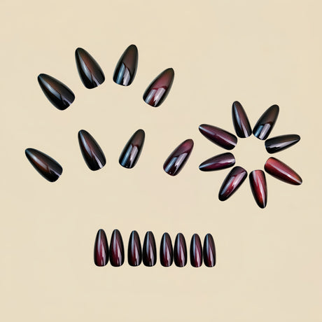 24pcs/Set Deep Red Cat Eye Press-On Nails