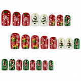 24pcs/Set Snowflake Christmas Tree Press On Nails
