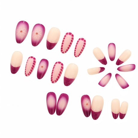 24pcs/Set Purple Gradient French Press-On Nails