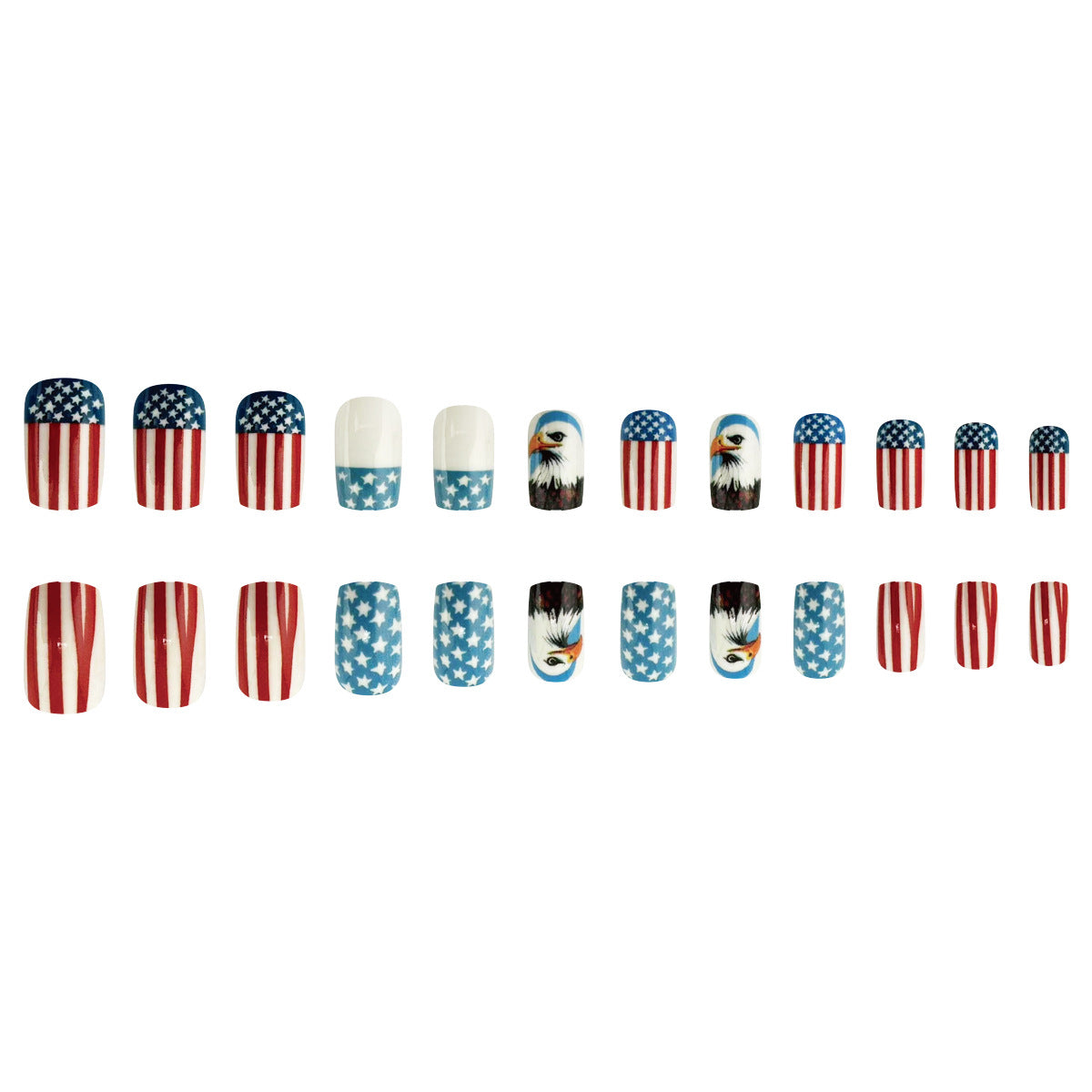 24pcs/Set American Flag Bald Eagle Press-On Nails