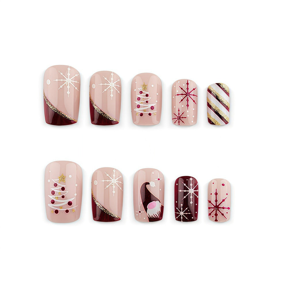 24pcs/Set Shimmery Snowflake French Tips Press-On Nails