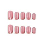 24pcs/Set Pink Cat Eye French Press On Nails
