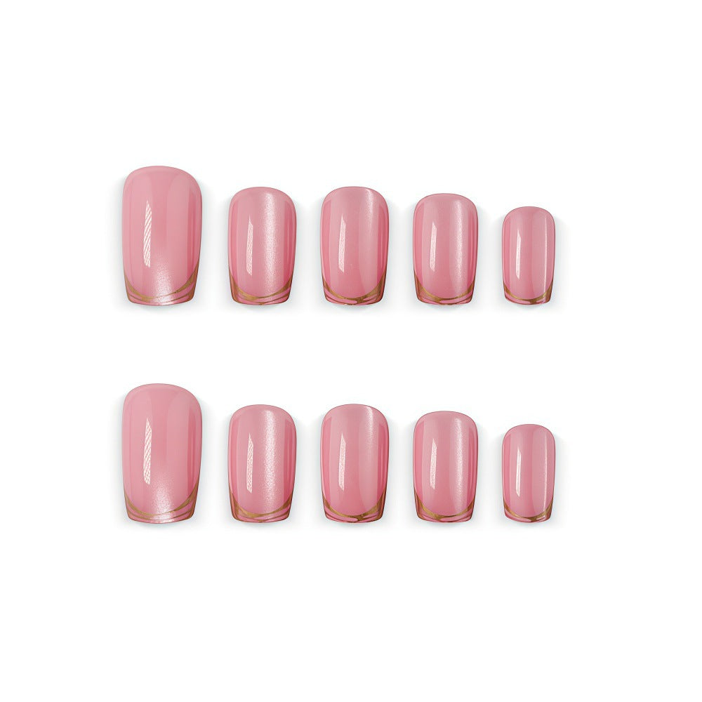 24pcs/Set Pink Cat Eye French Press On Nails