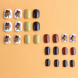 24pcs/Set Autumn & Winter Maple Leaves Press-On Nails