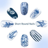 24pcs/Set Blue Ocean Life Press-On Nails Press-On Nails