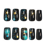 24pcs/Set Golden Starry Night Press-On Nails