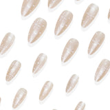 24pcs/Set Icy Sheer White Snowflakes Press On Nails
