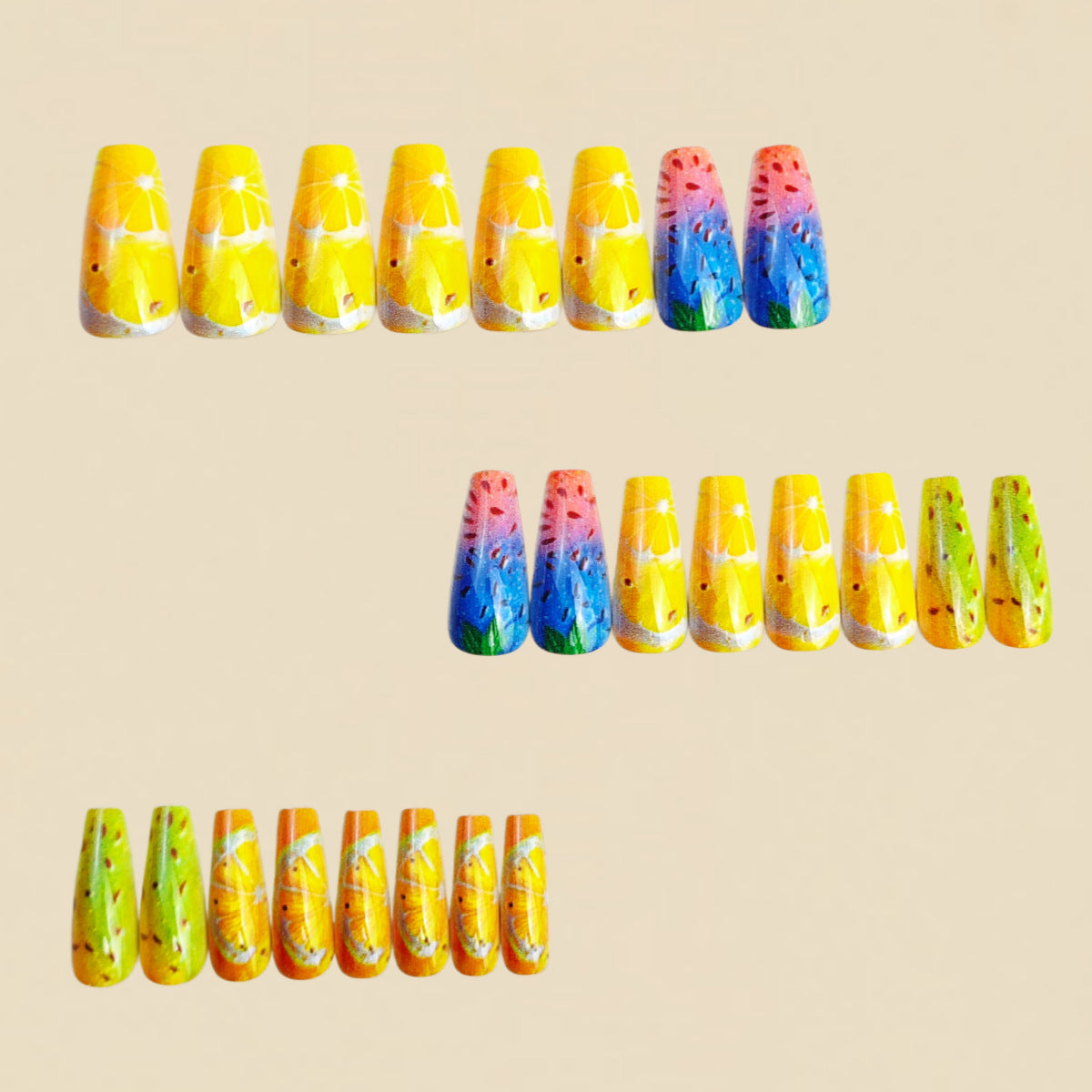 24pcs/Set Summer Fruit Slice Press-On Nails