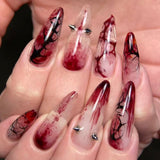 24pcs/Set Bloody Scratch Doodle Press On Nails