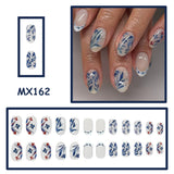24pcs/Set Ink Painting Floral French Press-On Nails