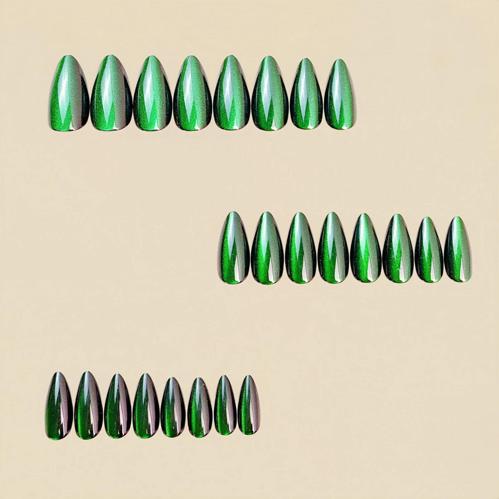 24pcs/Set Green Cat Eye Press-On Nails