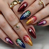 24pcs/Set Colorful Gradient Snowflakes Press On Nails