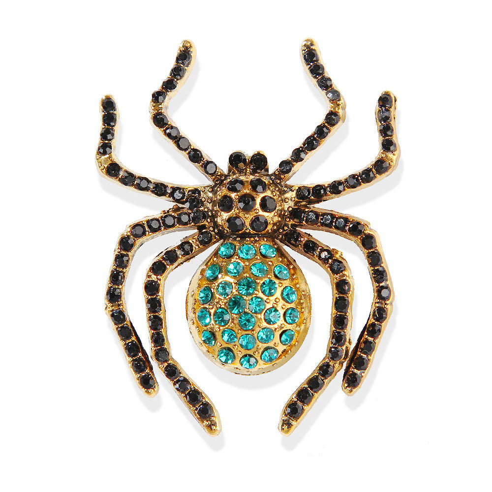 Black Rhinestone Spider Brooch