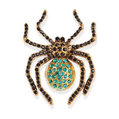 Black Rhinestone Spider Brooch