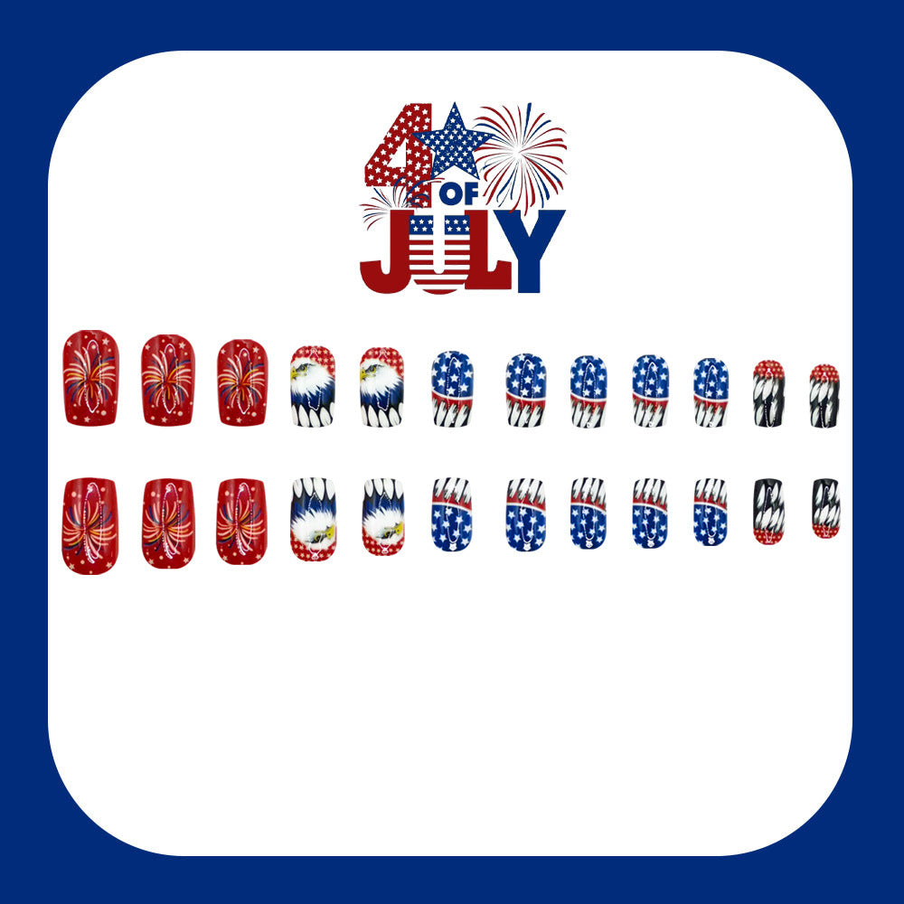 24pcs/Set Stars Eagle and Feathers Press-On Nails