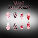 24pcs/Set Pumpkin French Spider with Rhinestone Press-On Nails
