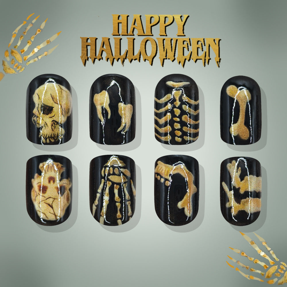 24pcs/Set Skull & Bones Press On Nails