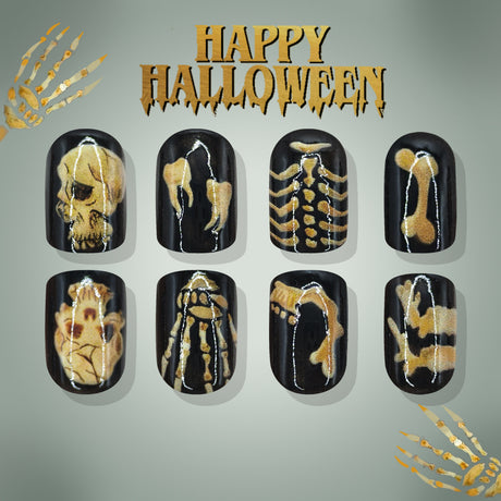 24pcs/Set Skull & Bones Press On Nails