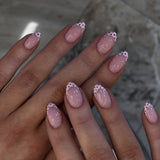 24pcs/Set Polka Dot French Tip Press-On Nails