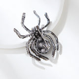 Black Rhinestone Spider Brooch