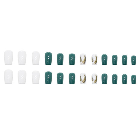 24pcs/Set Gold Leaf Press-On Nails