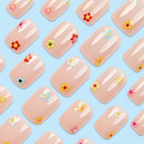 24pcs/Set Colorful Mini Flowers Press-On Nails