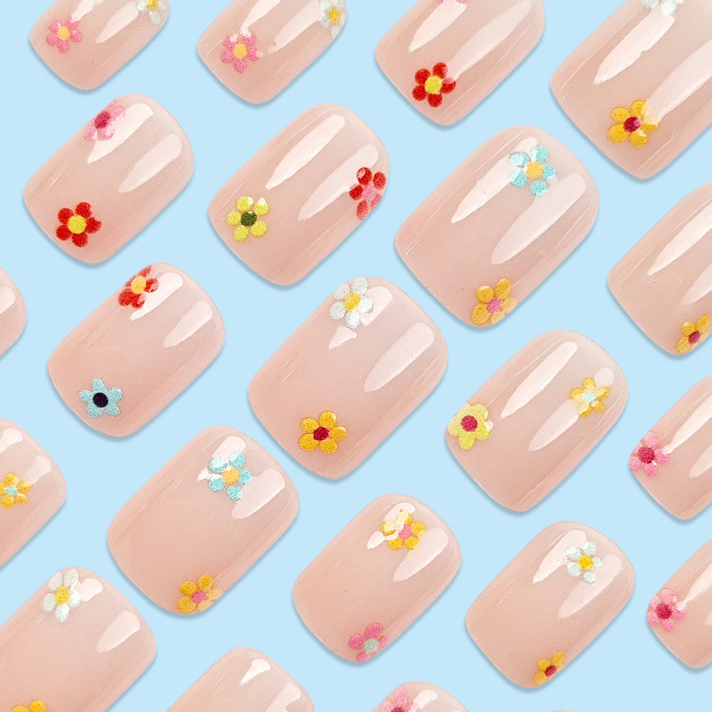 24pcs/Set Colorful Mini Flowers Press-On Nails