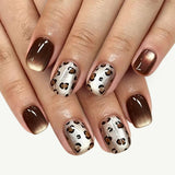 24pcs/Set Leopard Print Cat Eye Press On Nails