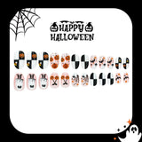 24pcs/Set Pumpkin Ghost Black & White Checkerboard Press On Nails