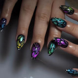 24pcs/Set Iridescent Aurora Butterfly Press-On Nails