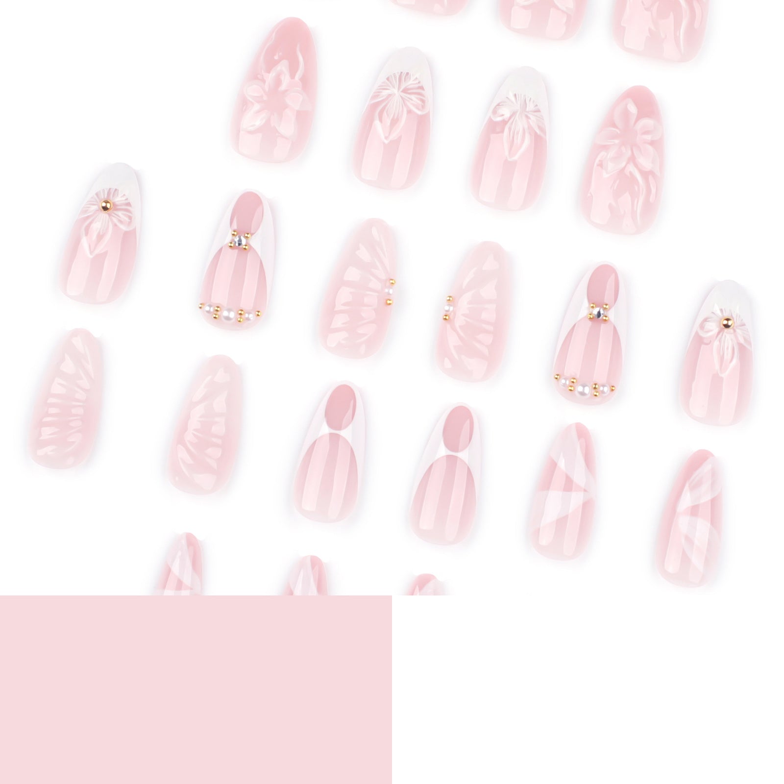 24pcs/Set 3D Floral Press On Nails