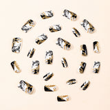 24pcs/Set Black & White Ombre with Irregular Gold Glitter Press-On Nails
