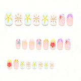 24pcs/Set Starfish & Sunflower French Tips Press-On Nails