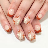 24pcs/Set Floral French Tip Press On Nails