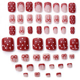 48pcs/Set Bow & Polka Dot Press-On Nails & Toenails Set