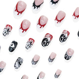 24pcs/Set Ghost Pumpkin Bat French Press On Nails