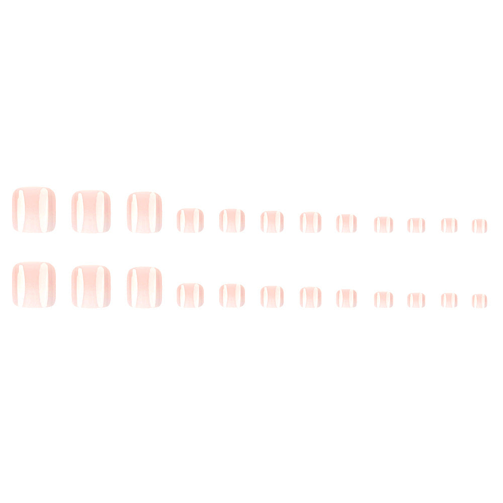 24pcs/Set Pink & White Ombre Press On Toe Nails