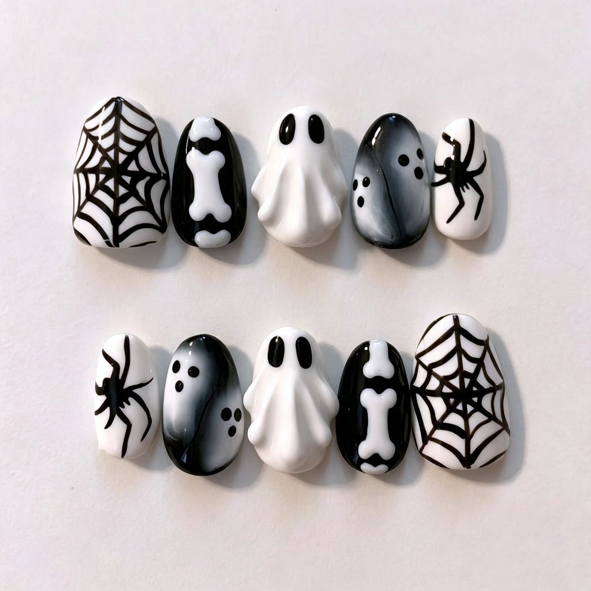 30pcs/Set 3D Ghosts Press-On Nails